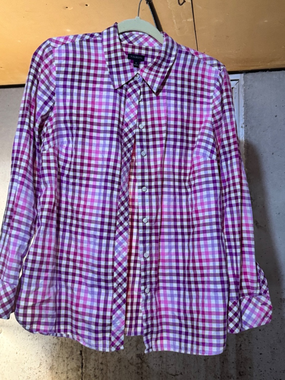 Talbots Burgundy Gingham Blouse, M